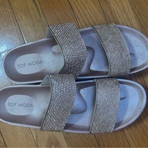 Top Moda Gold Slide Sandals